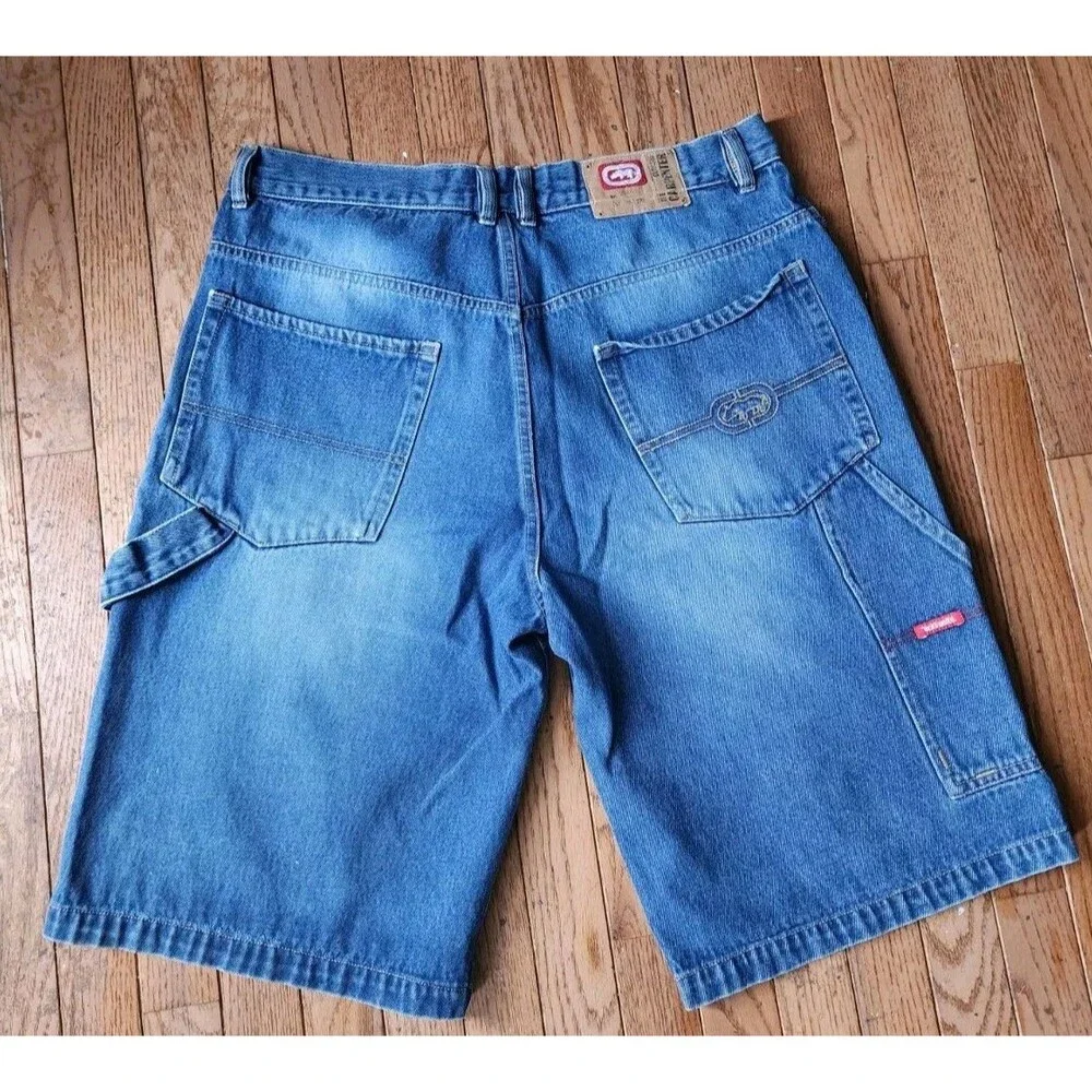 Ecko Shorts Men 34 Jorts Denim Jean Distressed 5 Pocket Streetwear Hip Hop Cargo